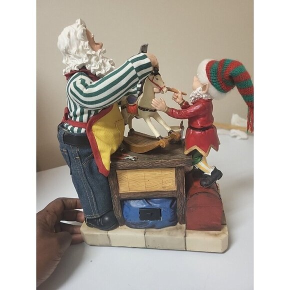 Holiday: Kirkland Fabric Mache Santa Claus 12” Workshop Christmas Scene Figure  - Picture 7 of 12